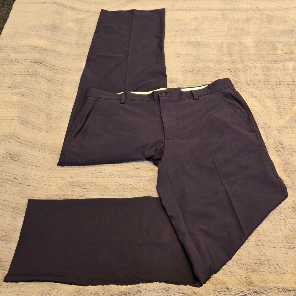 FootJoy Mens Navy Blue Performance Golf Pants‎ Flat Front Stretch 34x32 FJ Logo